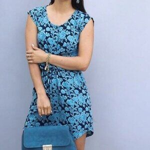 Cabi Java Blue Floral‎ Drawstring Dress - Size Small